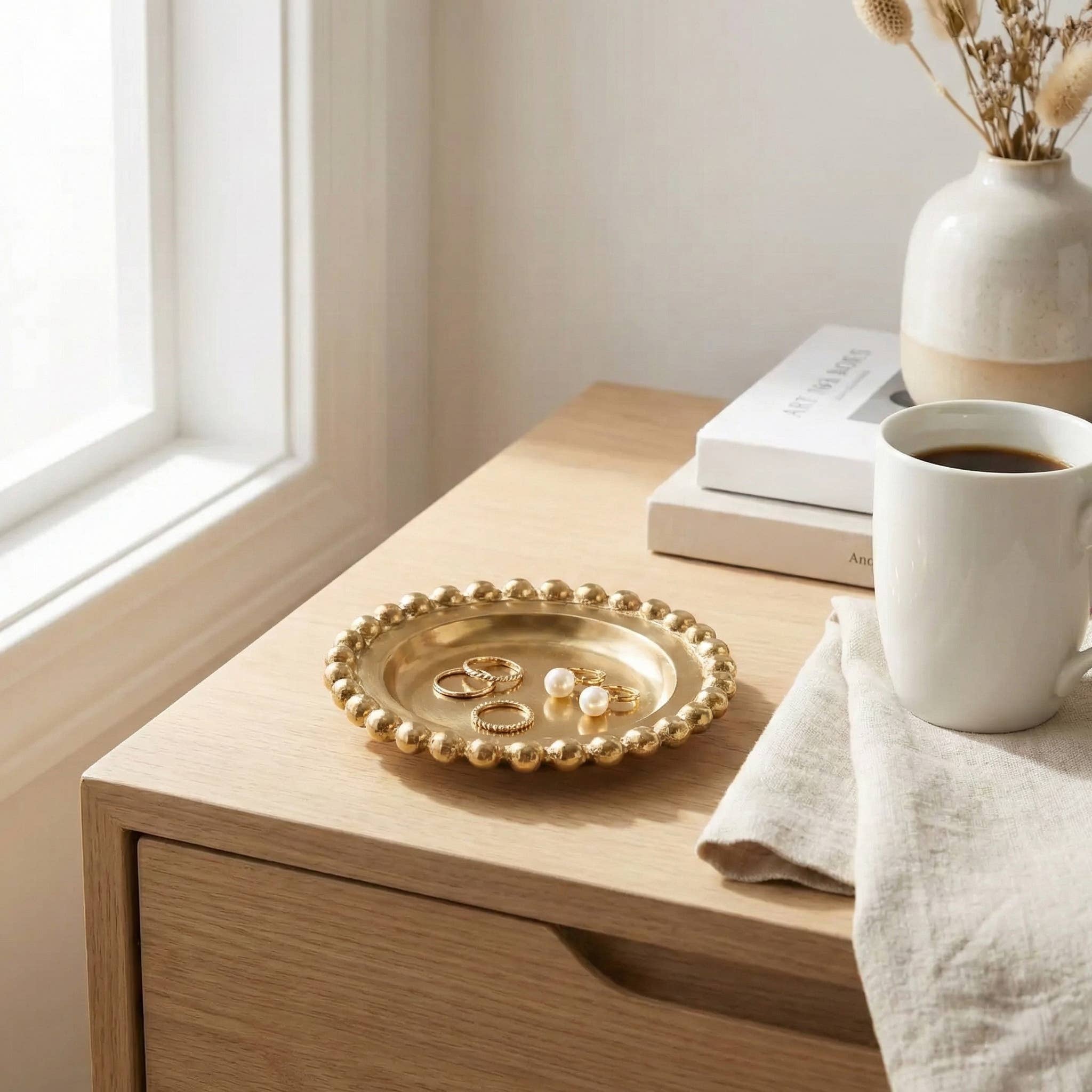 India Handicrafts Inc - Wholesale Decorative Plate/Dish/Bowl - Gilded Gold Beaded Plate2