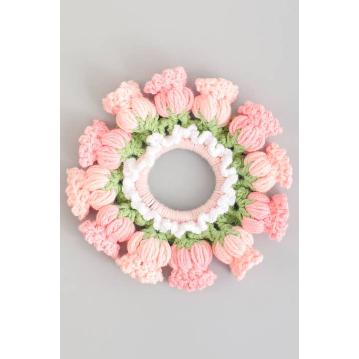 Girly - Wholesale Scrunchie - Women's - CROCHET FLOWER HAIR SCRUNCHIE