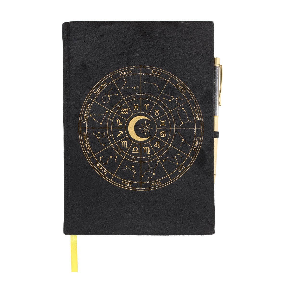 Something Different Wholesale - Vente Journal intime - Journal Astrology Wheel avec stylo en obsidienne noire1
