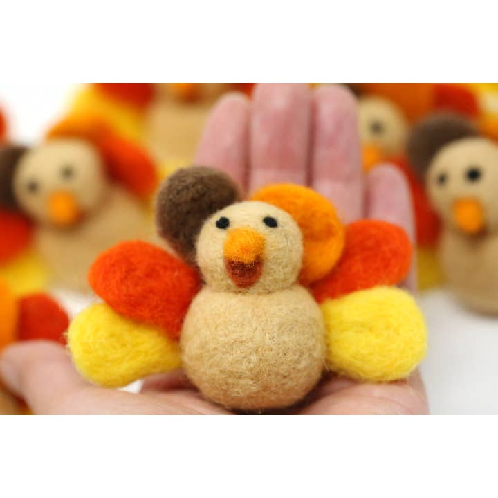 The Felt Pod - Wholesale Decorative Tabletop Object - Felted Turkey Thanksgiving Decoration