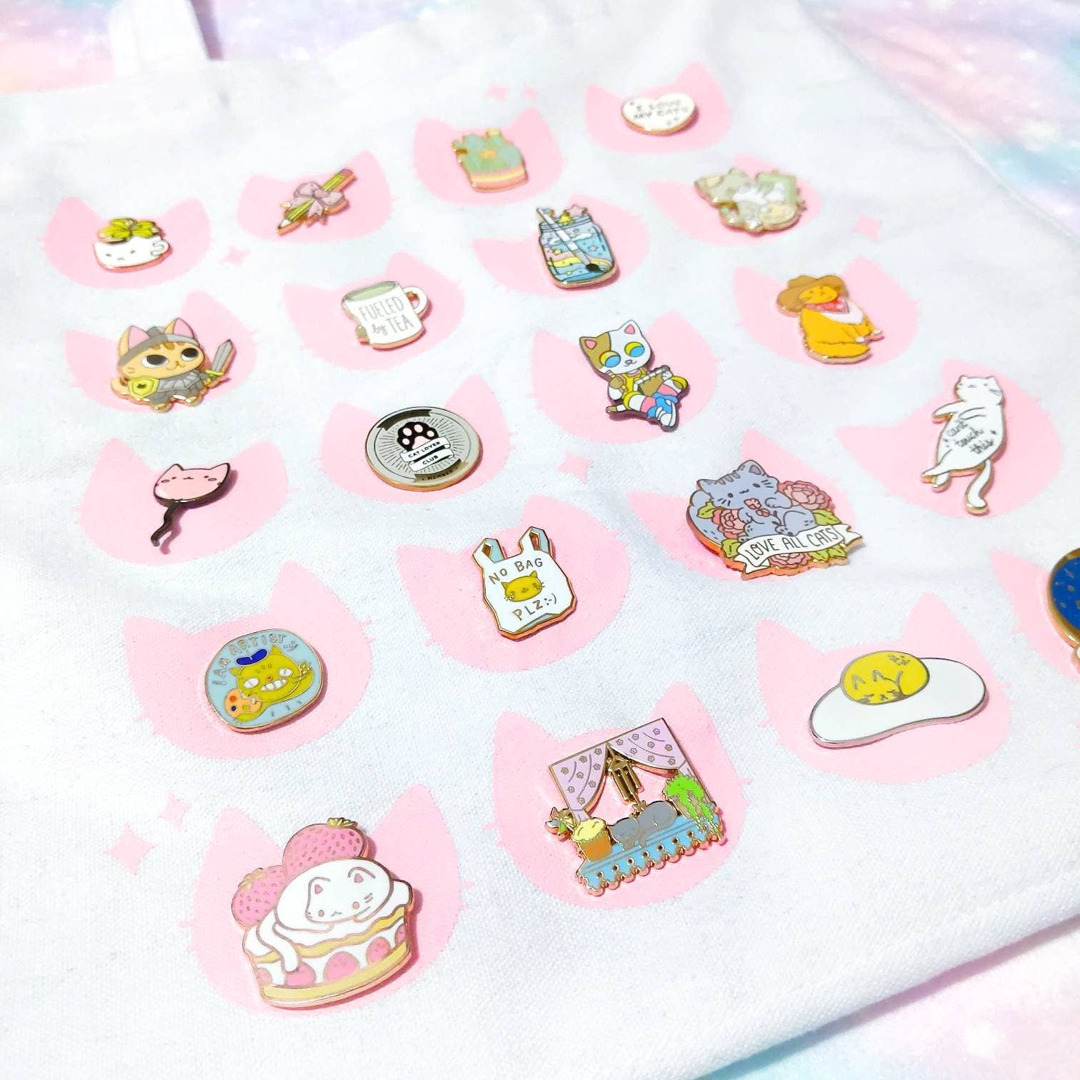 Made by Squeak - Wholesale Tote Bag - Women's - Enamel Pin Cat Tote Bag- Enamel pin backs won't scratch the1