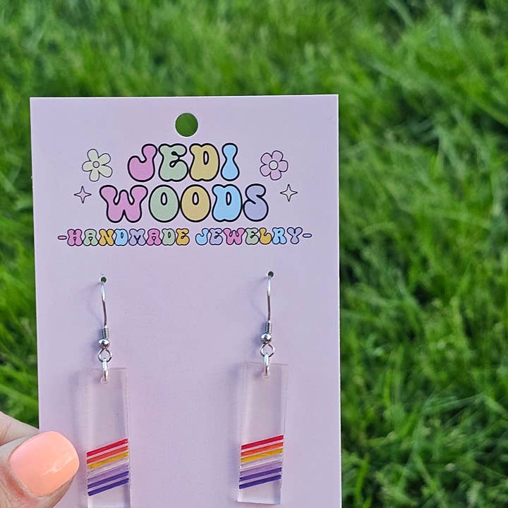 Subtle Lesbian Pride Flag Earrings for wholesale by Jedi Woods LLC