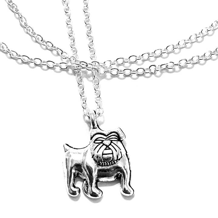 Broken Record Boutique - Wholesale Pendant/Charm Necklace - Silver Bulldog Pendant Dog Charm Necklace Handmade Jewelry