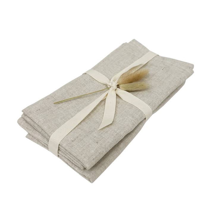Andaluca - Wholesale Dinner & Cloth Napkin - Natural Linen Napkins Set of 4 Napkins3