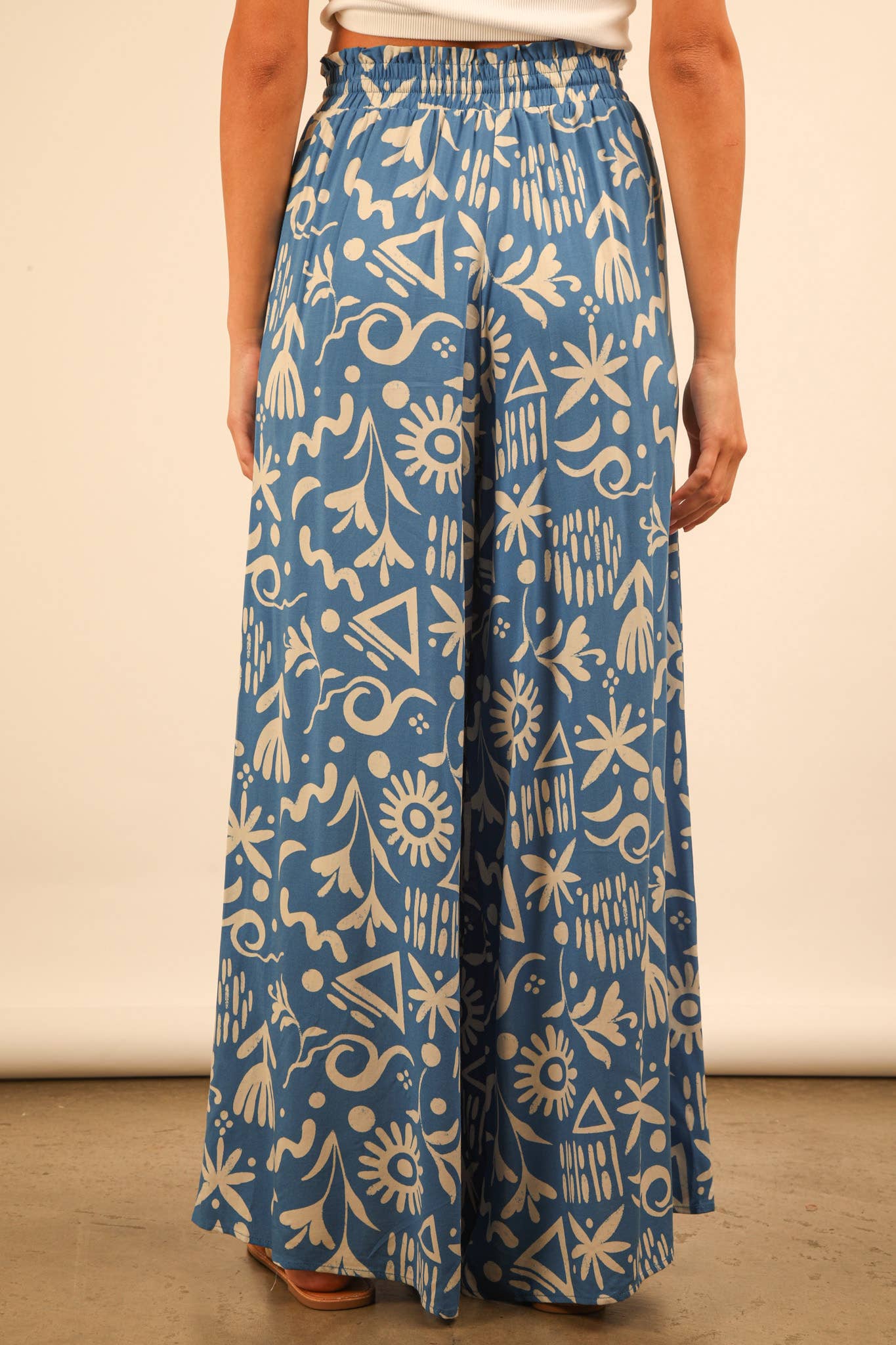 VERY J - Wholesale Broek - Dames - NP70715-Printed Wide Leg Lange Broek6