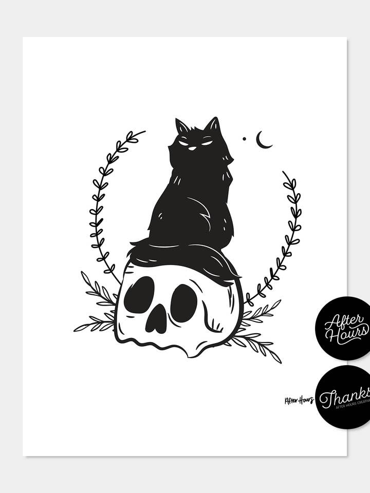 Aberglaube (Schwarze Katze) Druck für den Großhandel von After Hours Creative