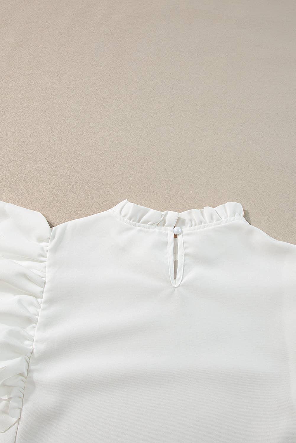 PartyEight - Vente Chemisier – femme - Haut à manches volantées et festonnées de couleur unie14