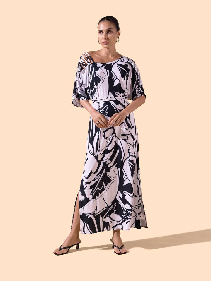 Lang kjole med bådudskæring - Brisa for engroshandel hos Osanna Creazione