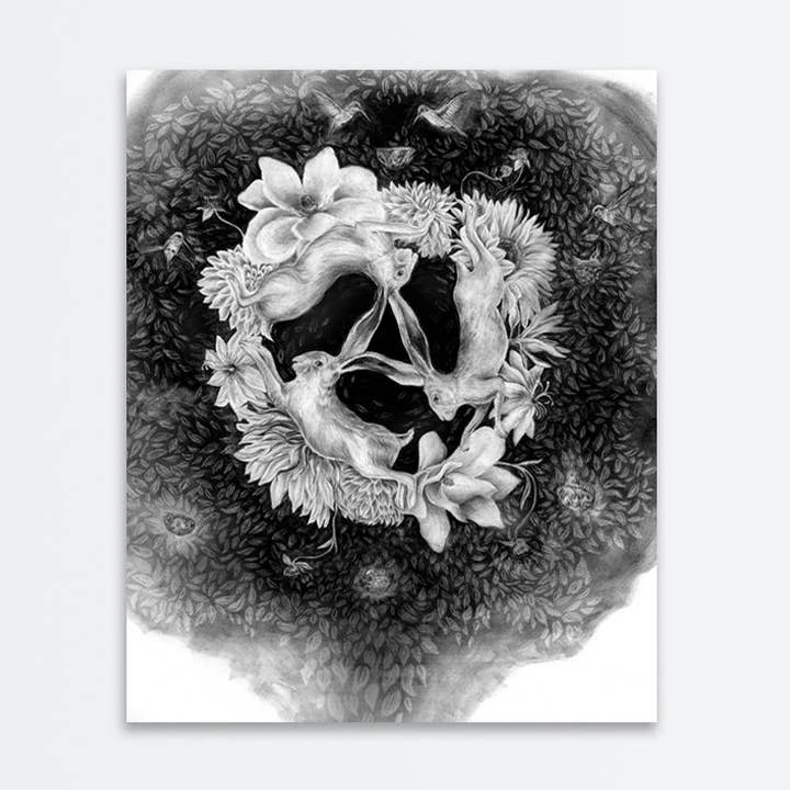 Tirage de trois lièvres pour la vente par Amanda Surveski Wildlife Art