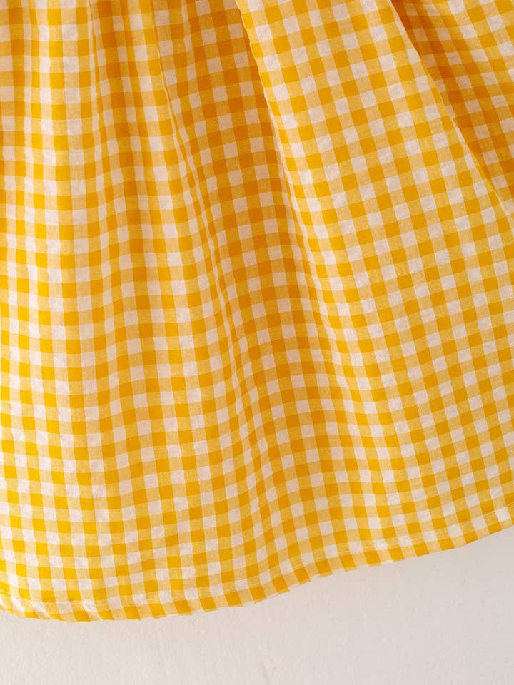 Rylee Faith Designs - Wholesale Dress - Kids - Chicken Smocking Embroidered Yellow Plaid Girls Dress4