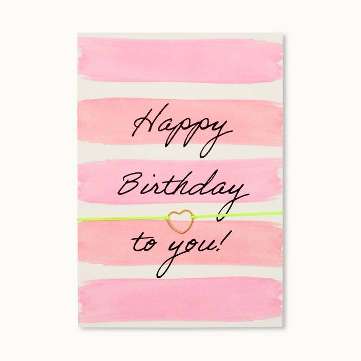 by Vivi. – Großhandel Geburtstagskarten – Armband-Karte: Alles Gute zum Geburtstag! - neongelbes Armband0