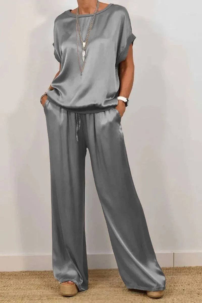 SALINA TRADING INC - Wholesale Top & Pant Set (NOT Loungewear) - Women's - Women Casual Solid Color Sleeveless Blouse Pants Set5