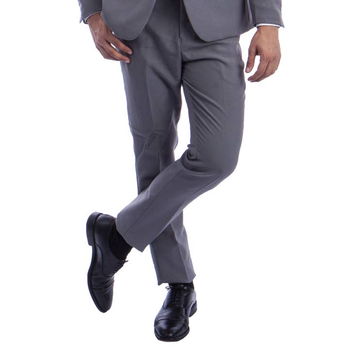 Gray Light Grey Polyester Hybrid Fit Mens Suit 2pc by Vitto for wholesale on Faire3