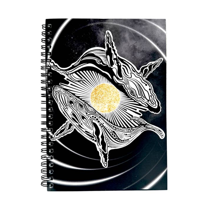 Whales in Motion Lined Spiral Notebook for wholesale by Wild Slice Designs
