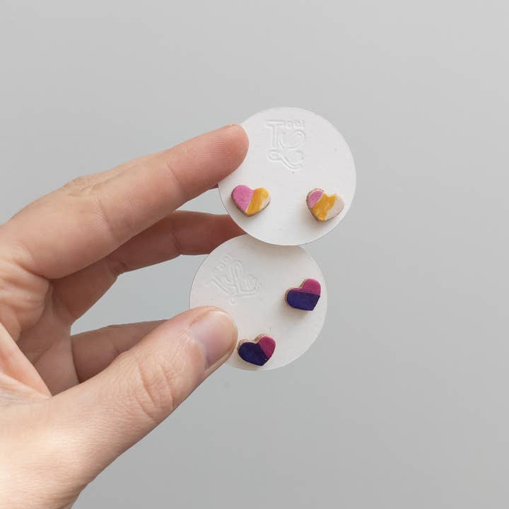 Tori Lo Designs - Wholesale Stud/Post Earrings - Heart Leather Stud Earrings - Multiple Colours