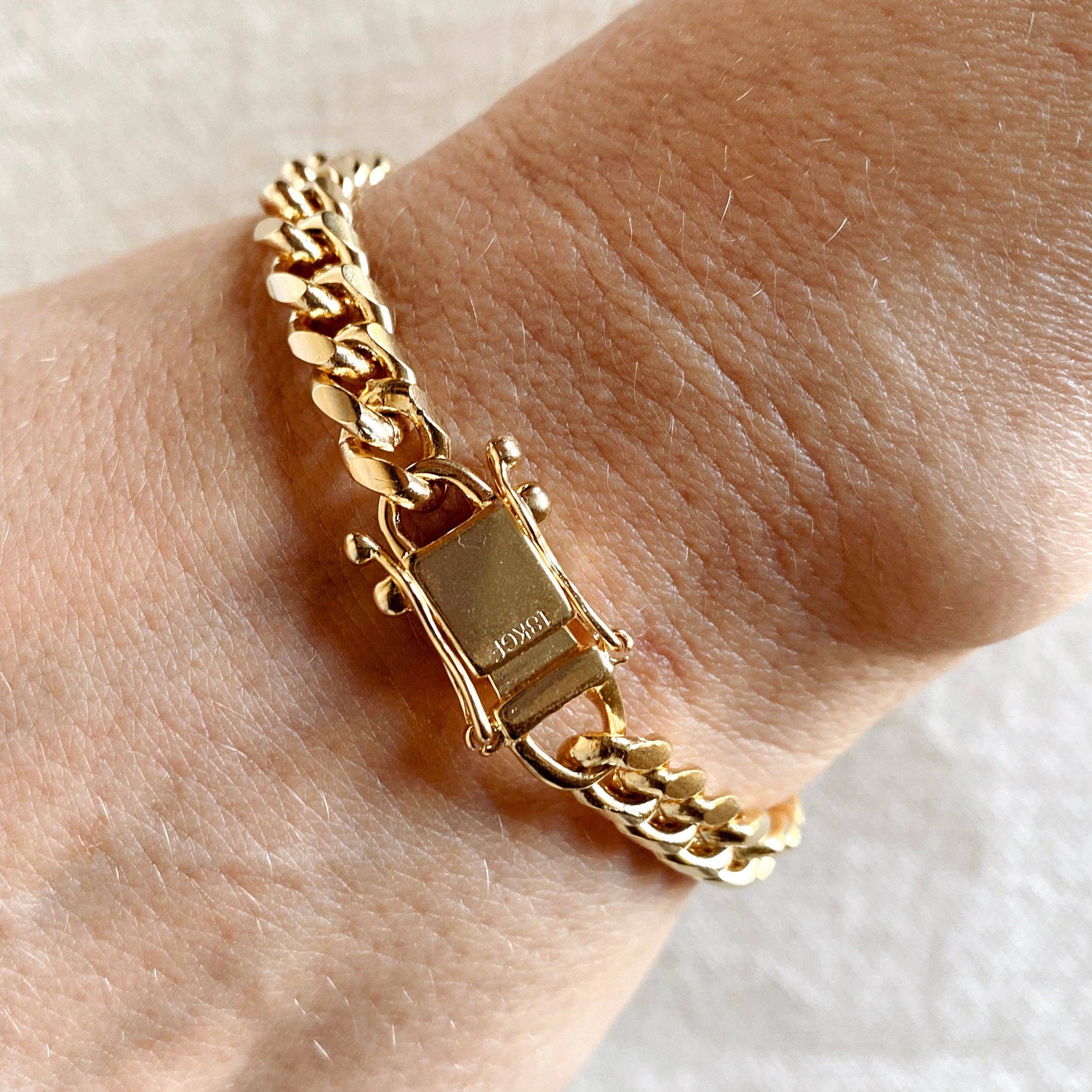 GoldFi - Wholesale Link & Chain Bracelet - 18k Gold Filled Chunky Cuban Bracelet Featuring Box Lock Clasp3