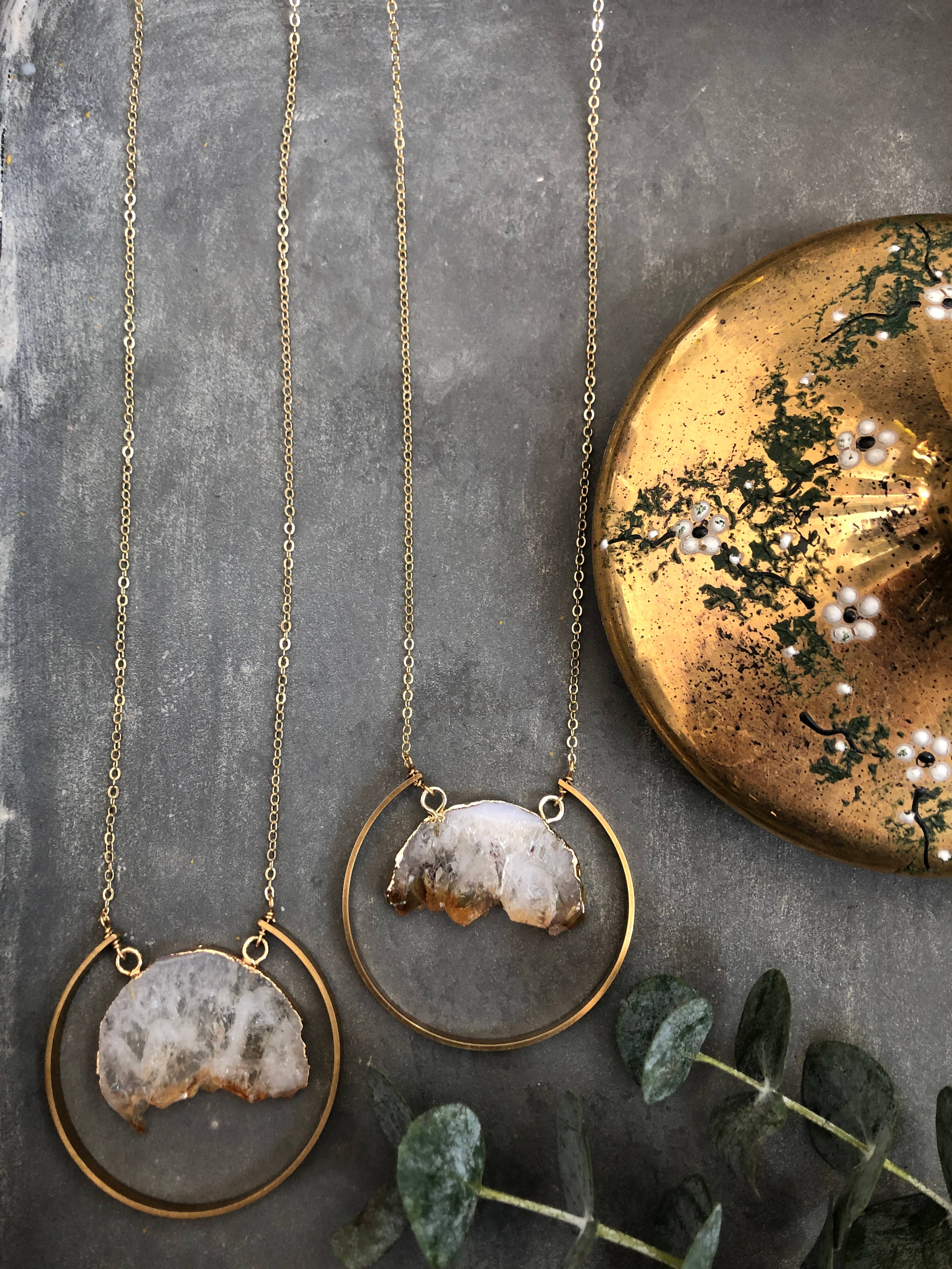 GeoMetricGem – wholesale Hänge-/berlockhalsband – Haddon Halsband ~ Raw Citrin Slice2