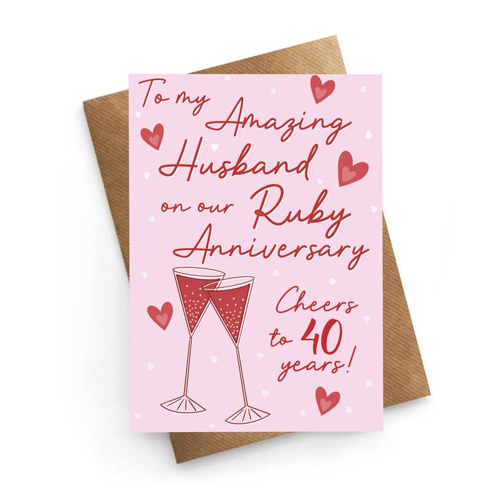 Carte d'anniversaire de rubis - Carte d'anniversaire de mariage 40 ans pour mari pour la vente par STUCK SHOP GIFTS