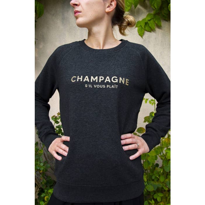 Tshirt Corner - Wholesale Graphic Sweatshirt - Women's - Women's Sweatshirt - Champagne Please - Glitter1