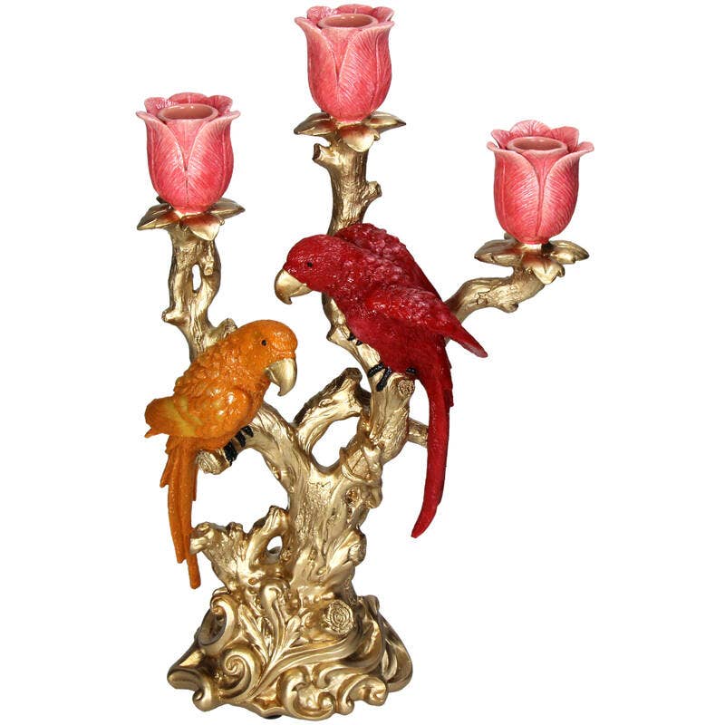 Trendhero.nl/b2b - Wholesale Candle Holder - Candle Holder Bird Red & Orange Multi - 37.5 cm4