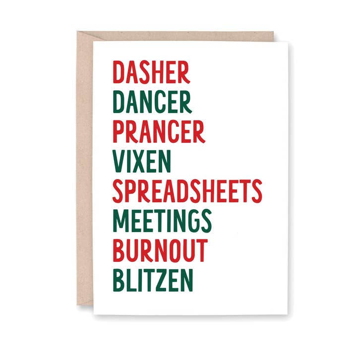 Dasher Dancer Spreadsheets Blitzen for wholesale by Striped Hat Studio