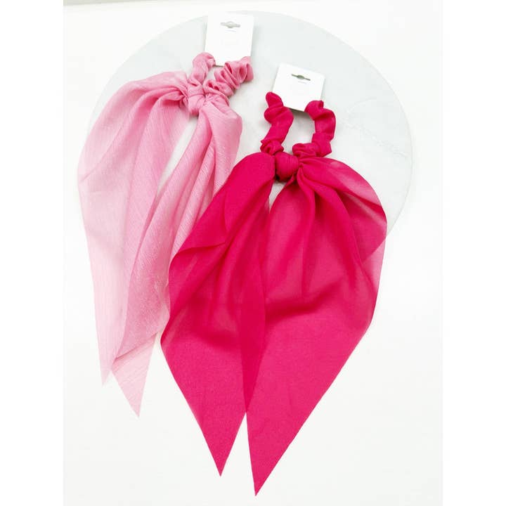MIX COLOR Variety Pink Shade Fabric Long Tail Hair Scrunchie for wholesale on Faire