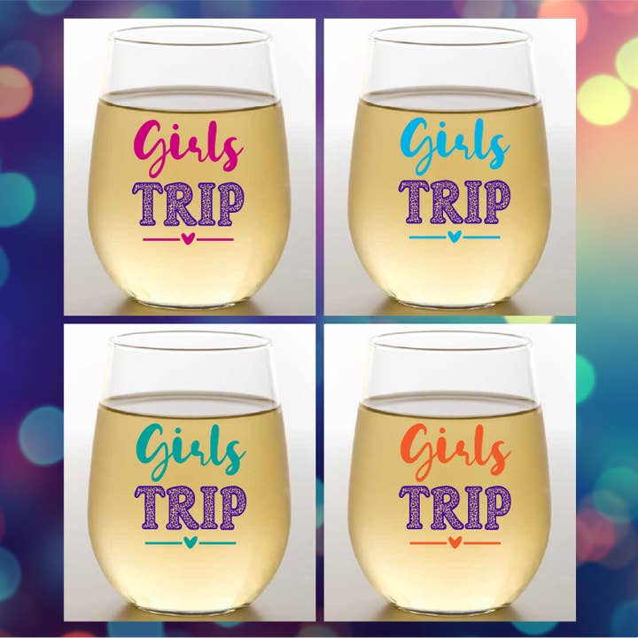 Wine-Oh! - Wholesale Wine Glass - GIRLS TRIP Unbreakable Stemless TRITAN Plastic Wine Glasses