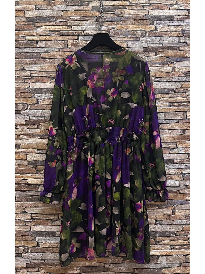 LOOWIE - Wholesale Dress - Women's - ELJUVG Italian Violet Garden Silk Chiffon Mini Dress LOOWIE2