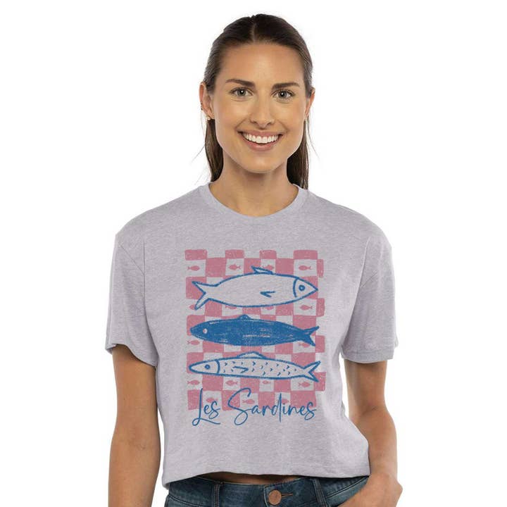 LES SARDINES CROP TEE for wholesale by Art by Forgrand
