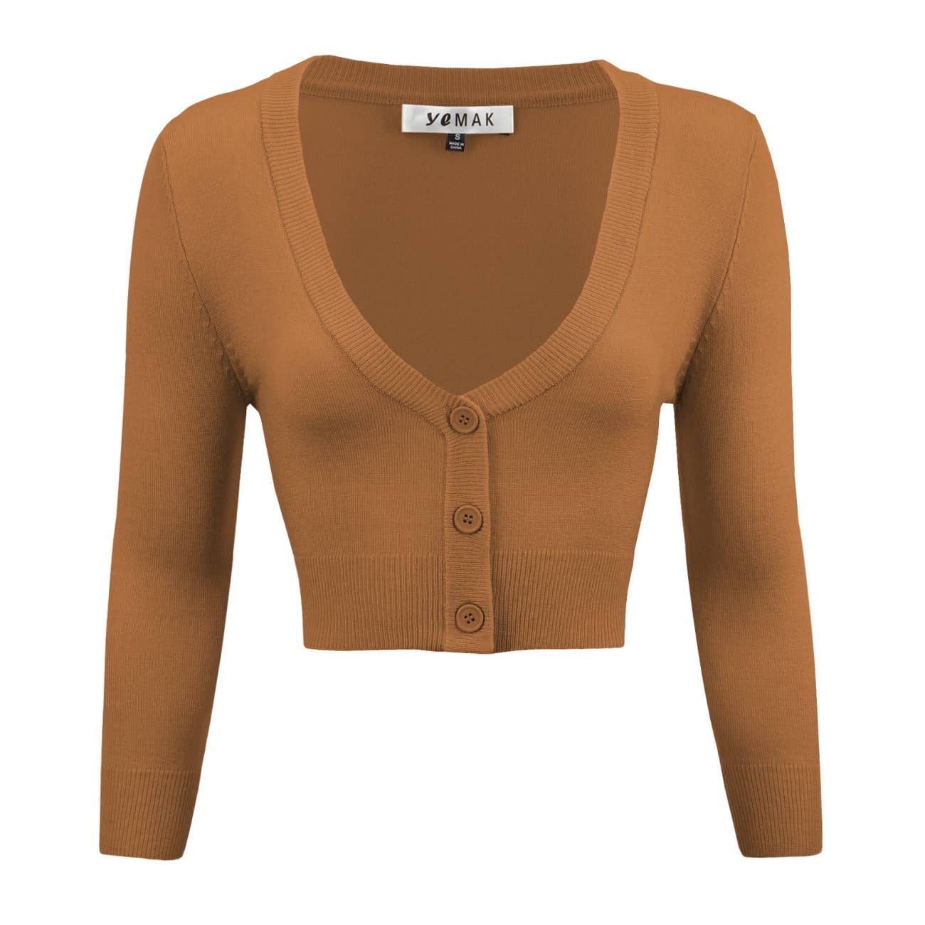 Mak - Wholesale Cardigan - Women's - Cropped Bolero 3/4 Sleeve V-Neck PLUS size Cardigan CO129PL15