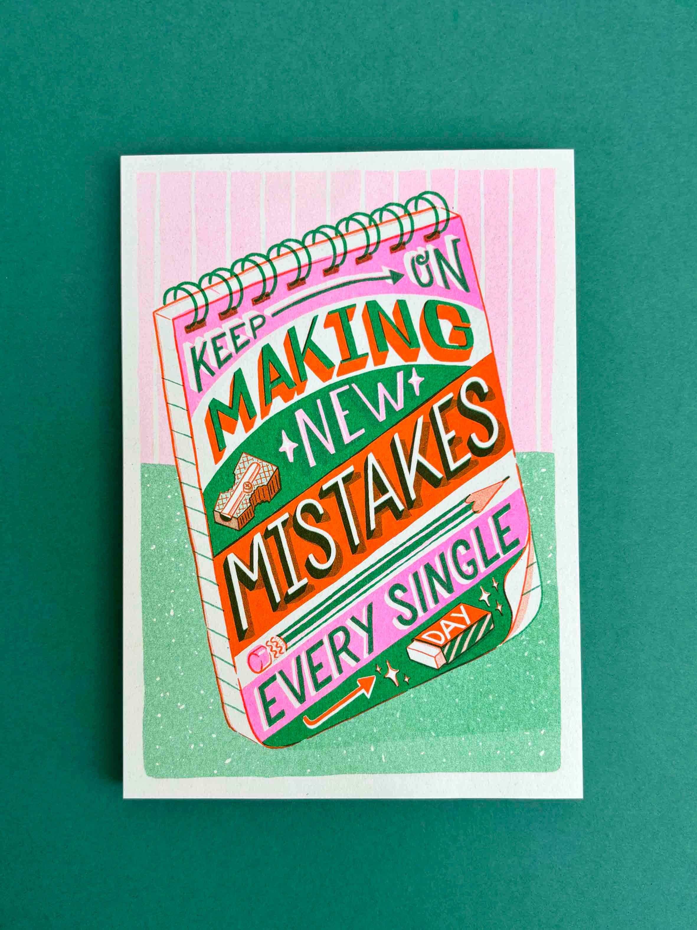 Jacqueline Colley - Wholesale Art Print - A5 Make Mistakes Risograph Print4