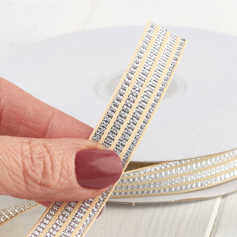 Factory Direct Craft - Wholesale Ribbon - Gift Wrapping - Metallic Striped Ribbon 25 Yard Spool - Select Colors 3