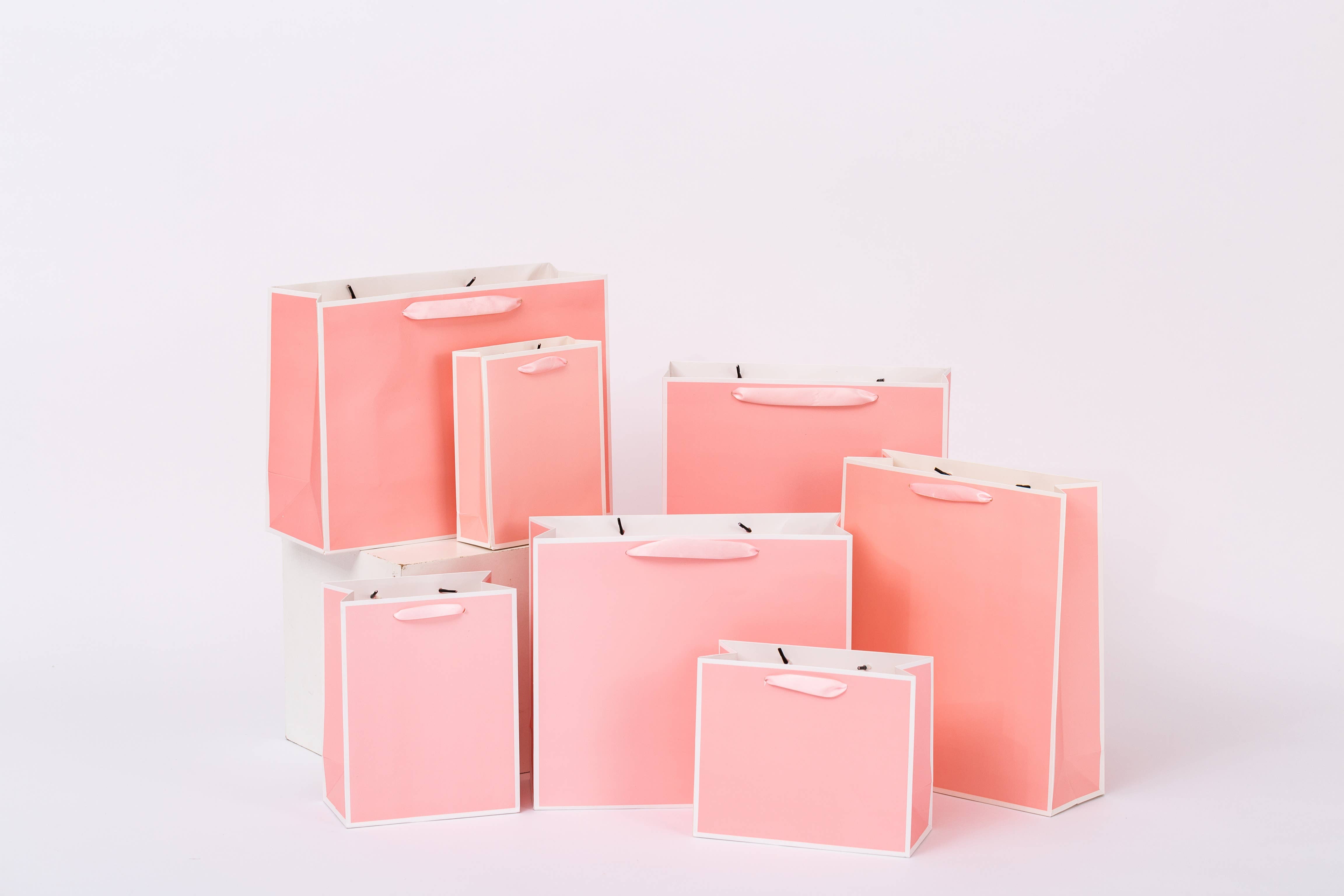 ByHome - Wholesale Gift bag - Pink with White Border Paper Gift Bag w/ free tissue1