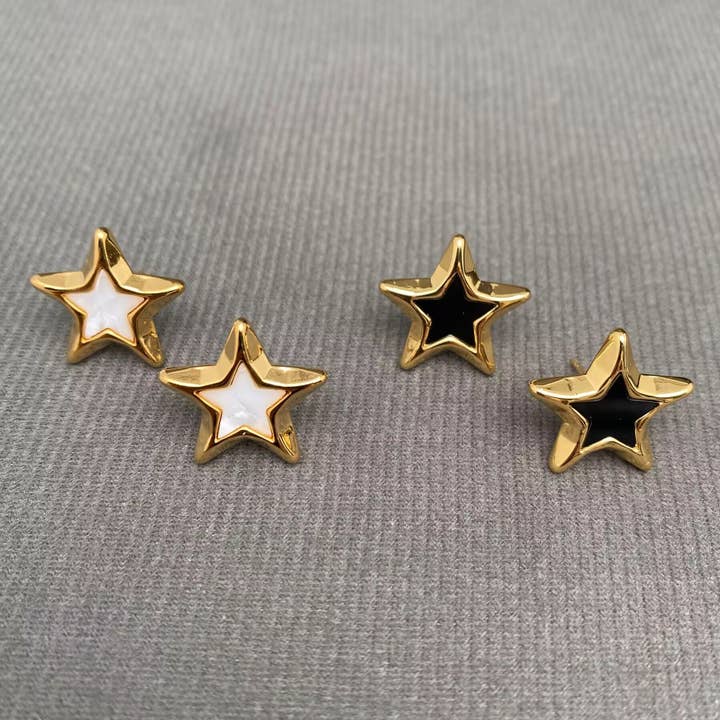 18K Gold Plated Stainless Steel Star Ear Studs - FGS/MS for wholesale by Mio Queena
