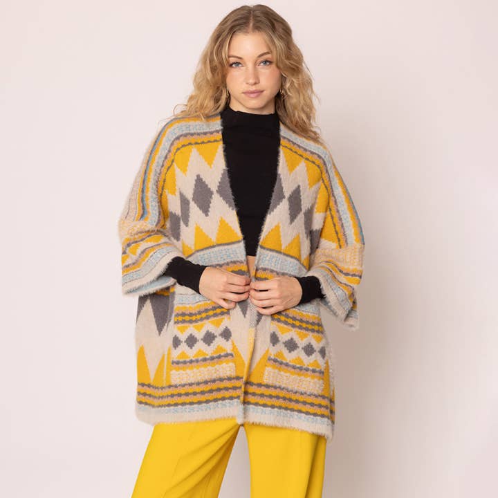 Wona Trading, Inc. - Venta al por mayor Poncho - Mujer - Cárdigan con estampado azteca