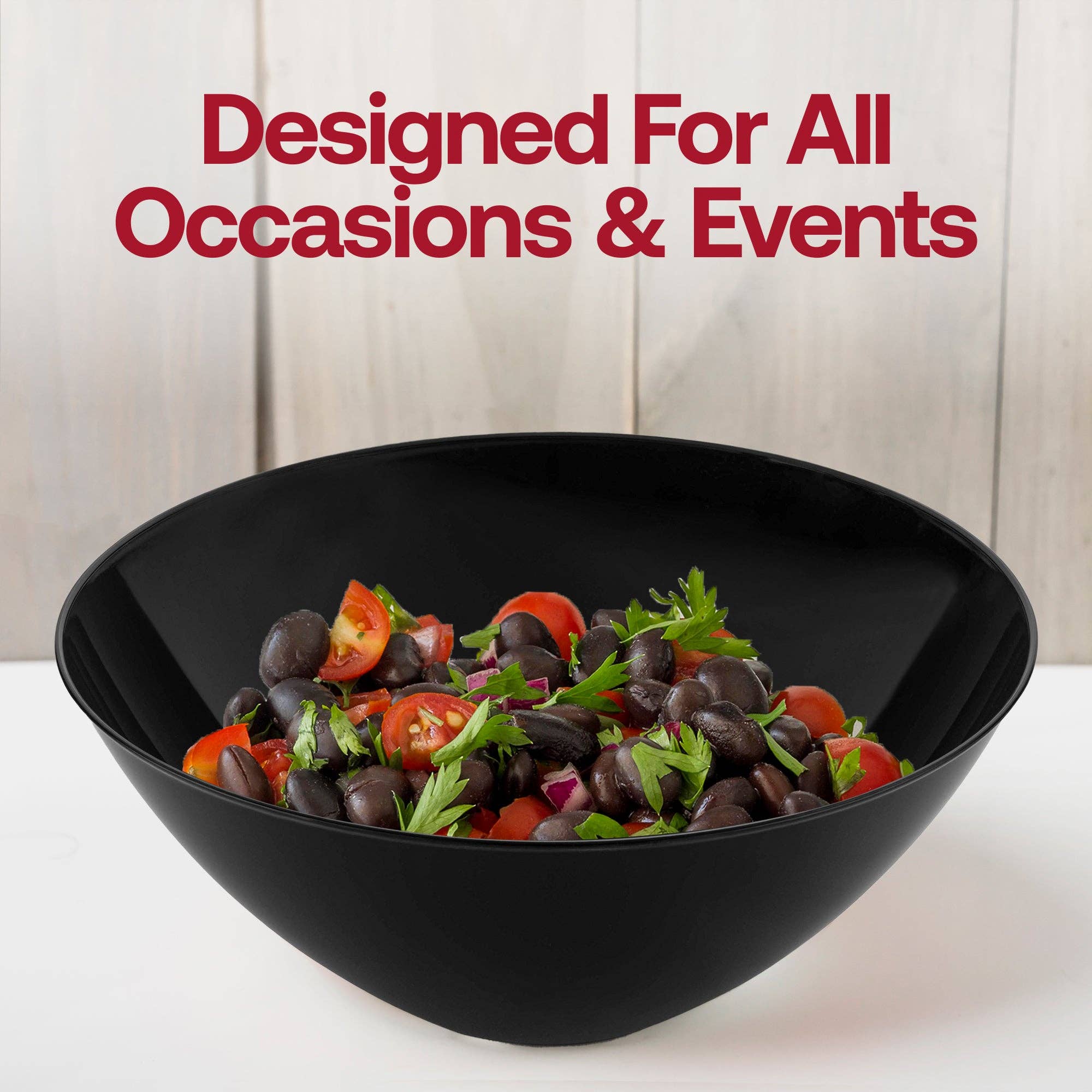 Smarty had a Party - Wholesale Disposable Plate - 32 oz. Solid Black Organic Round Plastic Bowls - 60 pcs6