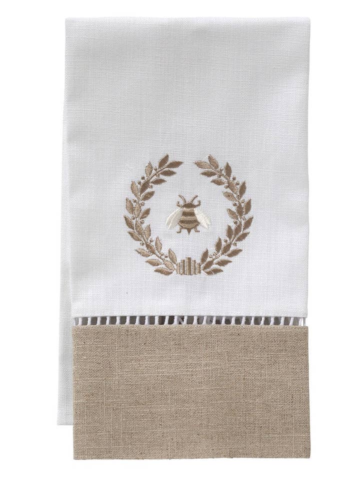 Toalha de Convidado, Conjunto de Linhos, Grinalda de Abelha Napoleão (Bege) por atacado de Jacaranda Living