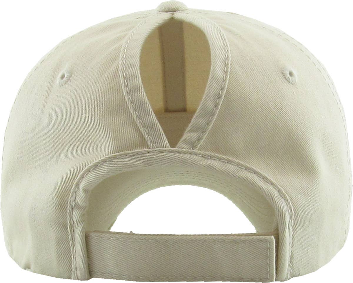 KBETHOS - Wholesale Ponytail Cap - Women's - Ponytail Washed Distressed Cotton Cap132