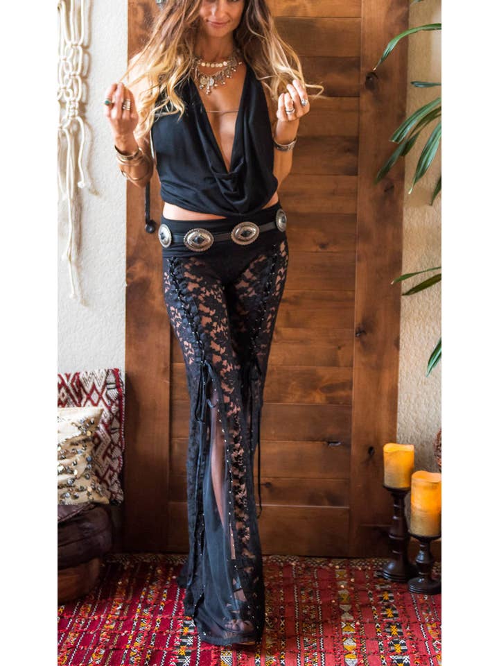 Temple Ro - Wholesale Pants - Women's - THE HENDRIX LACE PANT - BLACK3