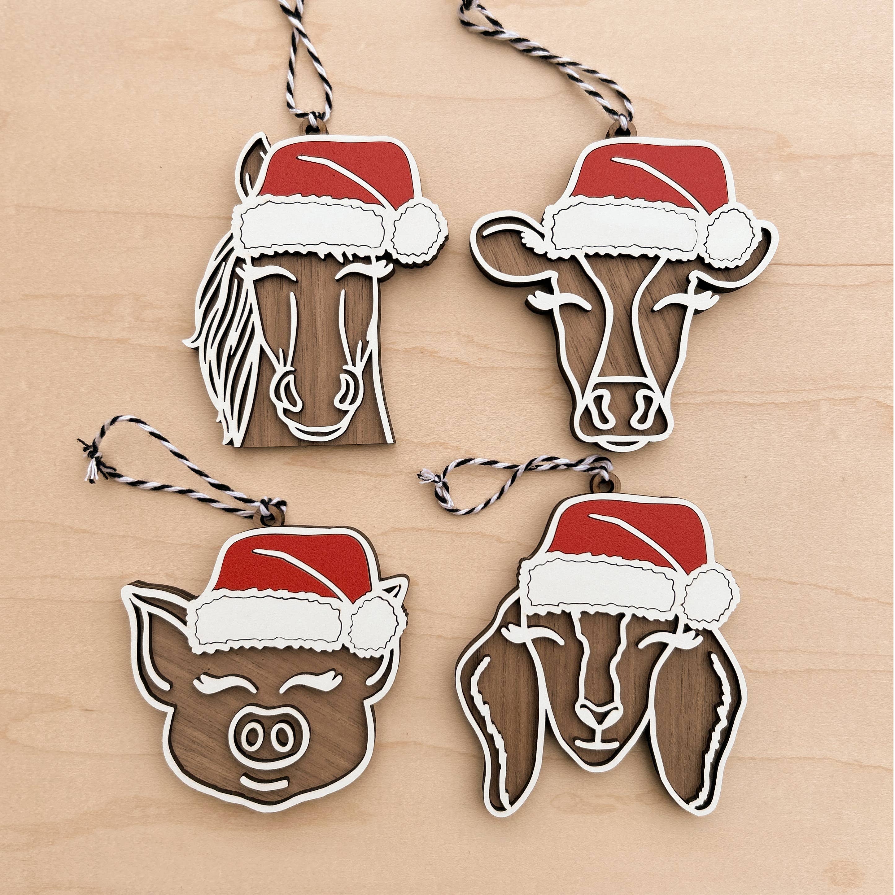 Wandering Woods Designs - Wholesale Ornament - Pig Wooden Christmas Ornament2