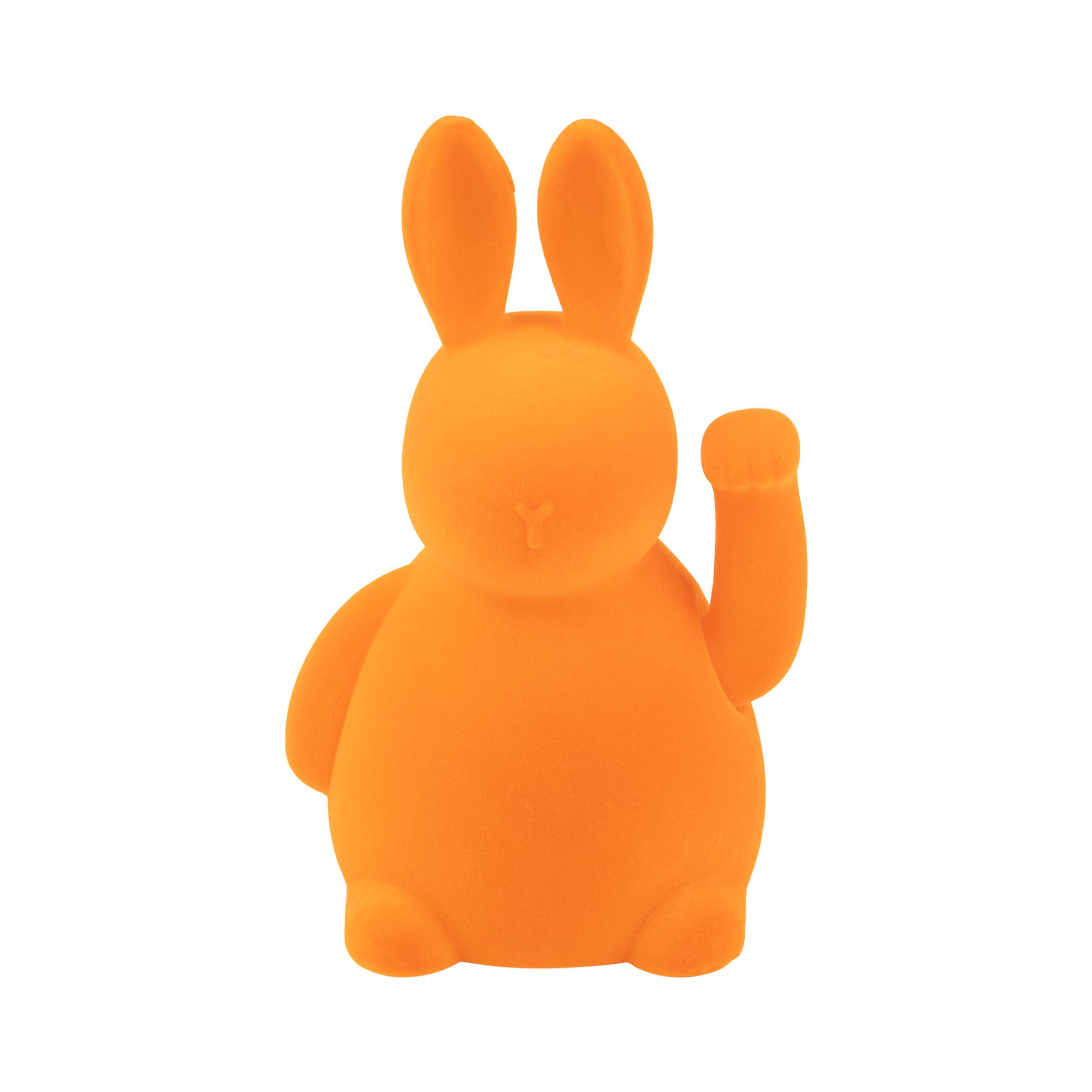 Silver Tree Home & Holiday - Wholesale Decorative Tabletop Object - A23764: Flock plastic lucky bunny tblpc,arm,bright ornge,8in