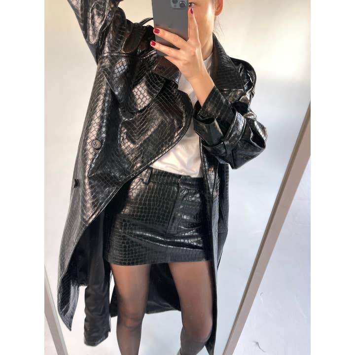 Lntc.store - Wholesale Trench Coat - Women's - Eco -leather trench with  Python Effekt