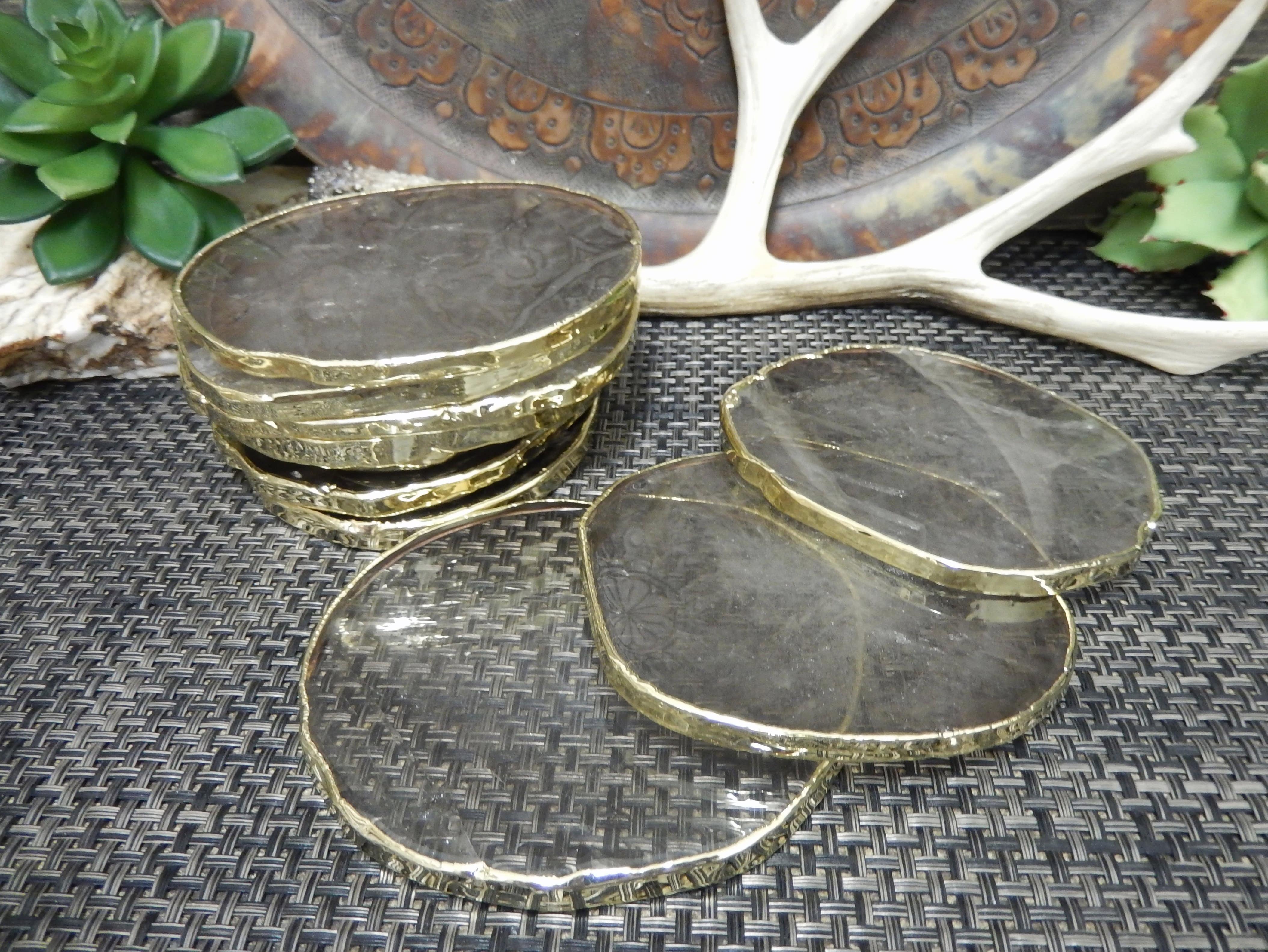 Rock Paradise - Wholesale Coasters - Crystal Stone Coasters Silver/Gold Plated Set of 41