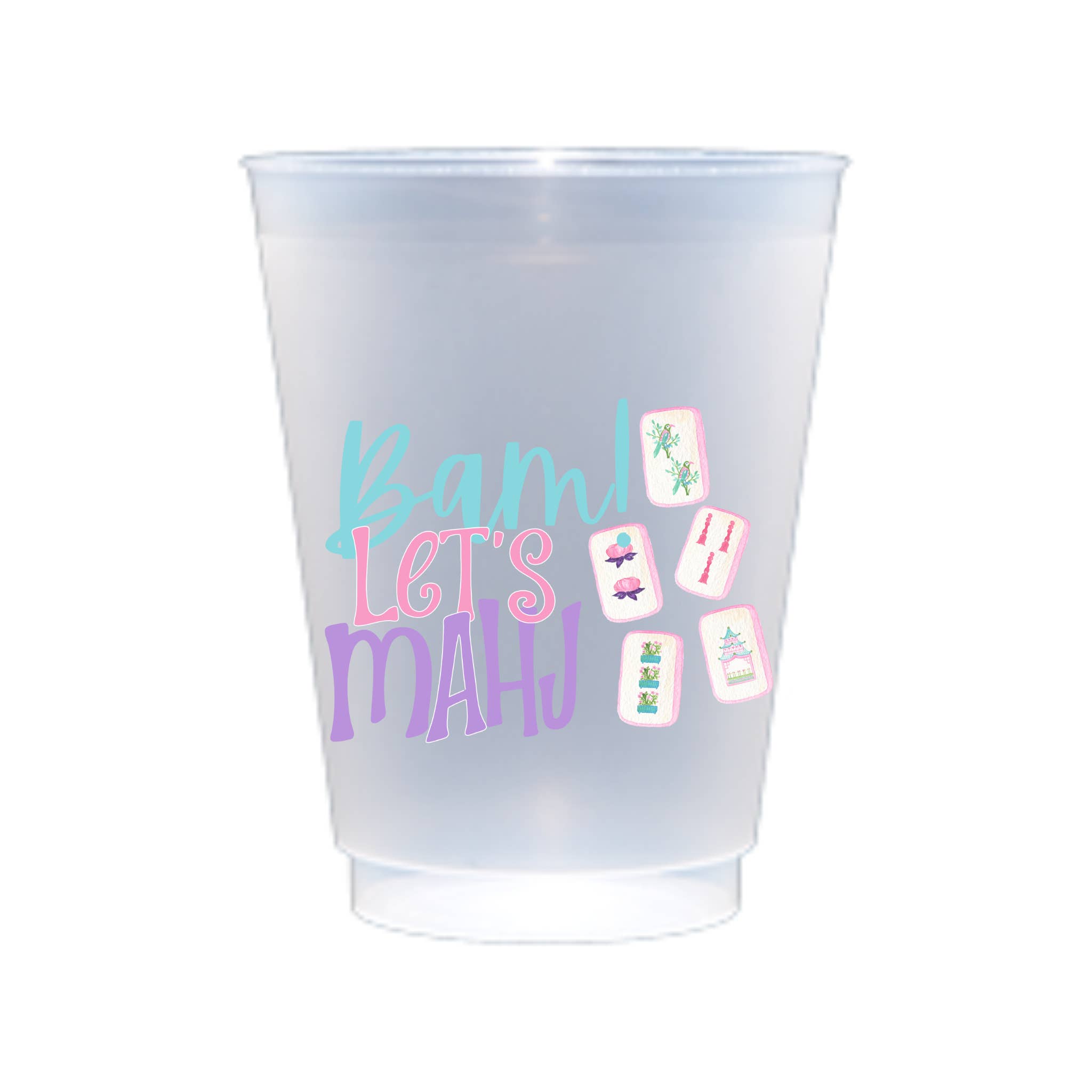 Busy Bee Gift - Wholesale Disposable Cup - Bam Let's Mahj Mahjong Shatterproof Cup | Set of 8, 16oz