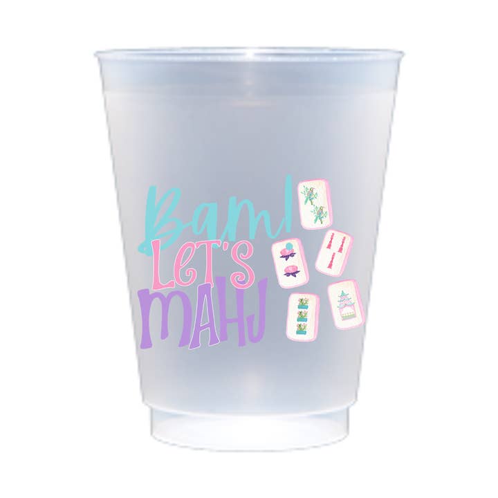 Bam Let's Mahj Mahjong Shatterproof Cup | Set of 8, 16oz for wholesale by Busy Bee Gift