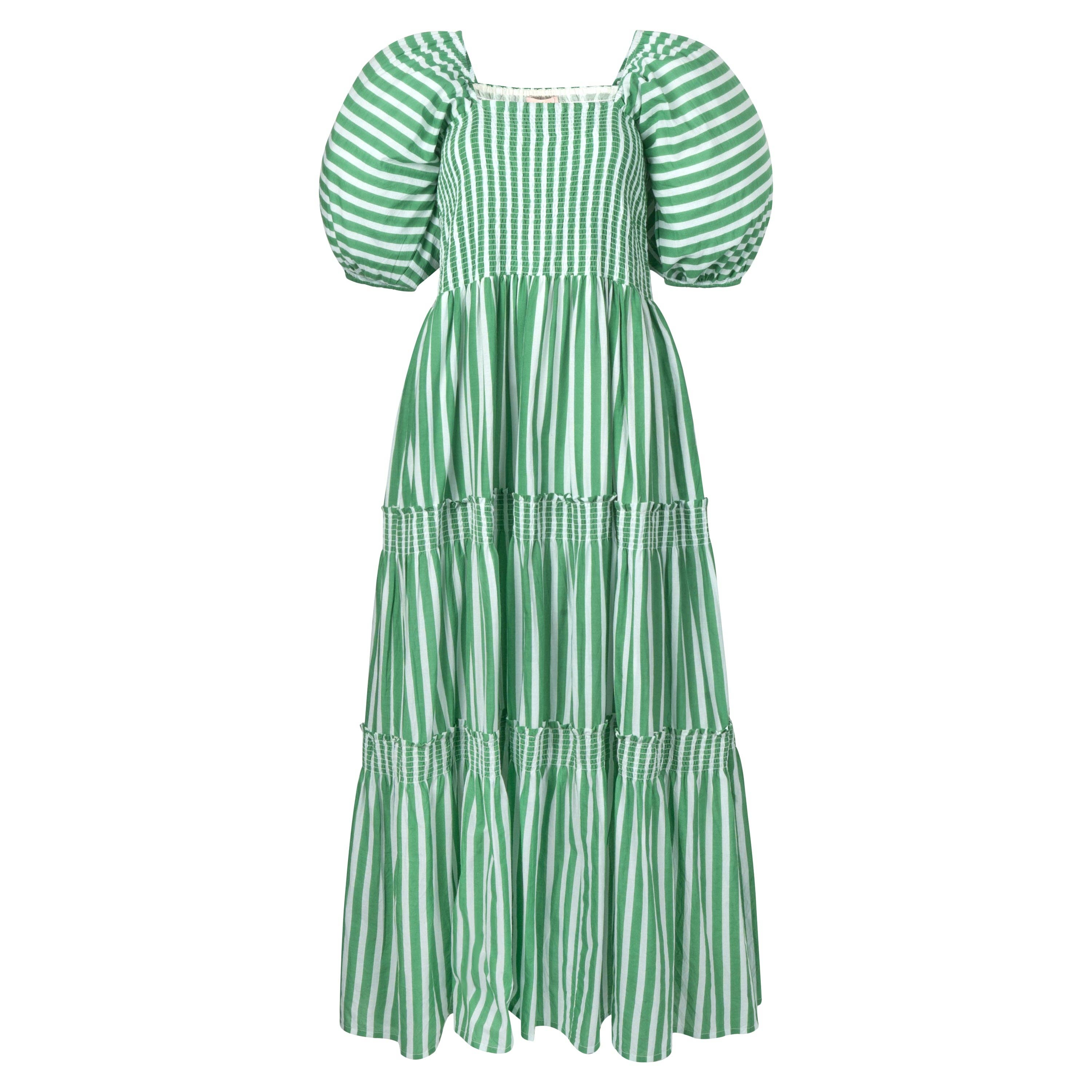 Sunshine Tienda - Vendita all'ingrosso Vestito - Donna - Abito Tula a righe verdi e bianche1