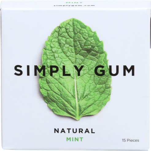 Simplygum Natural Mint Chewing Gum, 15 pieces for wholesale by KeHE Distributors, LLC