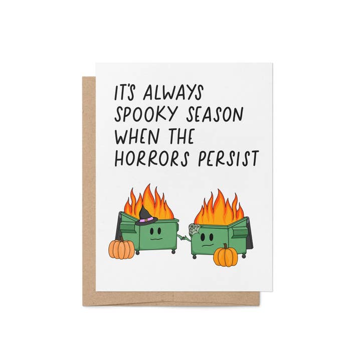 Horrors Persist Halloween card for wholesale by MangoIllustrated