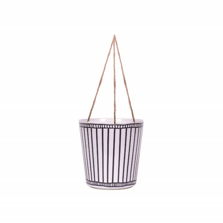 Pot de fleurs maigre à suspendre à rayures bleues 6,5" pour la vente par Blue Sky Clayworks