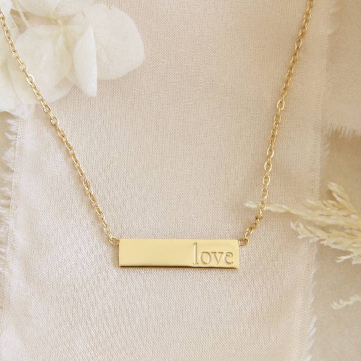 Love Bar Necklace, 1 Corinthians 13:4-13 Necklace for wholesale by LoveStory Collection